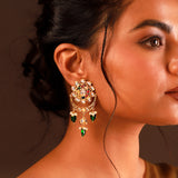 Navratan Chandra Pearl Dangle Chandbali Earrings