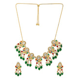 Navratan Pear Of Divinity Collar Necklace Set