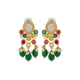 Navratan Pear Of Divinity Collar Necklace Set