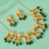 Navratan Pear Of Divinity Collar Necklace Set