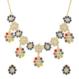Navratan Droplet Radiance Collar Necklace Set