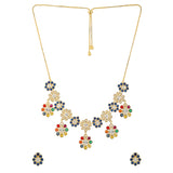 Navratan Droplet Radiance Collar Necklace Set