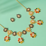 Navratan Droplet Radiance Collar Necklace Set