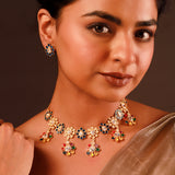 Navratan Droplet Radiance Collar Necklace Set