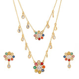 Navratan Rainbow Royals Layered Collar Necklace Set