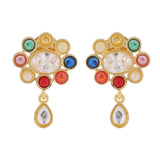 Navratan Rainbow Royals Layered Collar Necklace Set