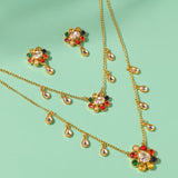 Navratan Rainbow Royals Layered Collar Necklace Set
