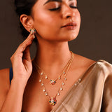 Navratan Rainbow Royals Layered Collar Necklace Set