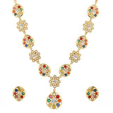 Navratan Gem Cascade Short Necklace Set