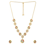 Navratan Gem Cascade Short Necklace Set