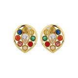 Navratan Gem Cascade Short Necklace Set