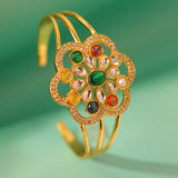 Navratan Blooming Gems Cuff Bangle