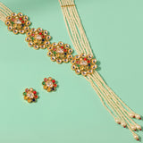 Navratan Golden Grace Mid Necklace Set