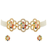 Navratan Floral Harmony Choker Necklace Set