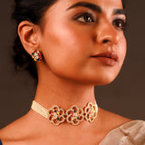 Navratan Floral Harmony Choker Necklace Set