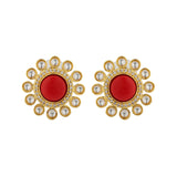 Navratan Crimson Bloom Choker Necklace Set