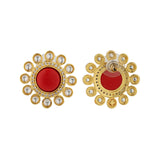 Navratan Crimson Bloom Choker Necklace Set