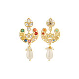 Navratan Starlit Bloom Drop Choker Necklace Set