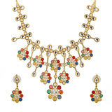 Navratan Spectrum Of Gems Collar Necklace Set