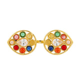 Navratan Pear Of Divinity Two Finger Ring