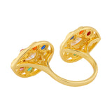 Navratan Pear Of Divinity Two Finger Ring