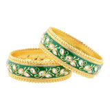 Queens of Rajasthan Zariya Green Openable Bangles