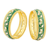 Queens of Rajasthan Zariya Green Openable Bangles