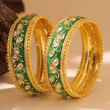 Queens of Rajasthan Zariya Green Openable Bangles