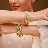 Queens of Rajasthan Zariya Green Openable Bangles