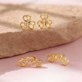 Valentines Day Hearts Trio & Clover Stud Earrings Combo