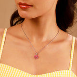 Valentine’s Day Pink Doodle Heart Pendant