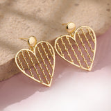 Valentine’s Day Golden Lattice Heart Earrings