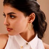 Valentine’s Day Golden Lattice Heart Earrings