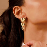 Valentine’s Day Triple Heartfall Gold Dangler Earrings
