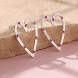 Valentine’s Day  Crystal Pink Dot Heartline Earrings