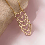 Valentine’s Day Golden Cascading Hearts Necklace