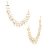 Pearl Elegance Ivory Pearl Drop Ethnic Earrings Chain Set