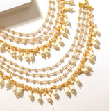 Pearl Elegance Ivory Pearl Drop Ethnic Earrings Chain Set