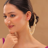 Pearl Elegance Ivory Pearl Drop Ethnic Earrings Chain Set