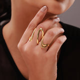 Flow Tide Brush Duo Statement Adjustable Ring Combo