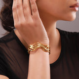 Flow Tide Golden Wave Cuff Adjustable Bracelet