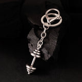 Lift It Dumbbell Silver Oxidised Bag Charm Keychain For Men