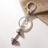 Lift It Dumbbell Silver Oxidised Bag Charm Keychain For Men