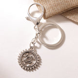 Gear Up Silver Oxidised Bag Charm Keychain