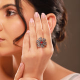 Phulwari Madhavi Oxidised Floral Statement Ring