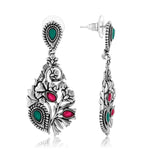 Phulwari Kusum Floral Multicolor Oxidised Dangler Earrings