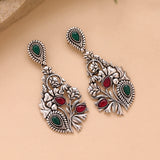 Phulwari Kusum Floral Multicolor Oxidised Dangler Earrings