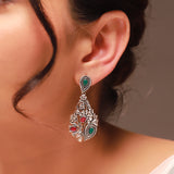 Phulwari Kusum Floral Multicolor Oxidised Dangler Earrings