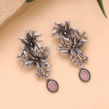 Phulwari Pallav Floral Oxidised Dangler Earrings
