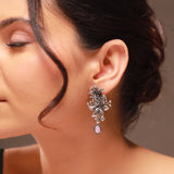Phulwari Pallav Floral Oxidised Dangler Earrings